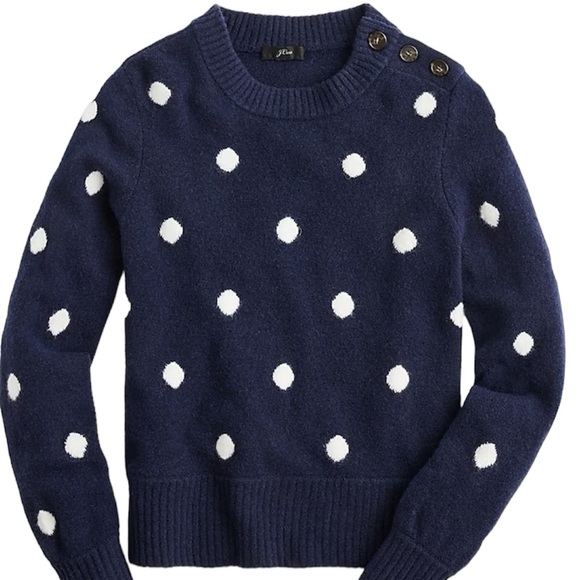 J. Crew Sweaters - J. Crew Polka Dot Crewneck Sweater Supersoft Yarn Navy Women’s Size Small